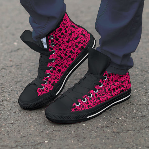 Image of Cats High Top Shoes Pink Black