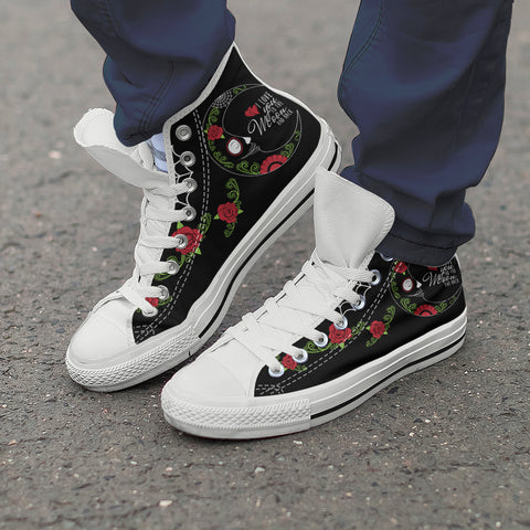 Image of Love You To The Moon Sugar Skull High Tops White