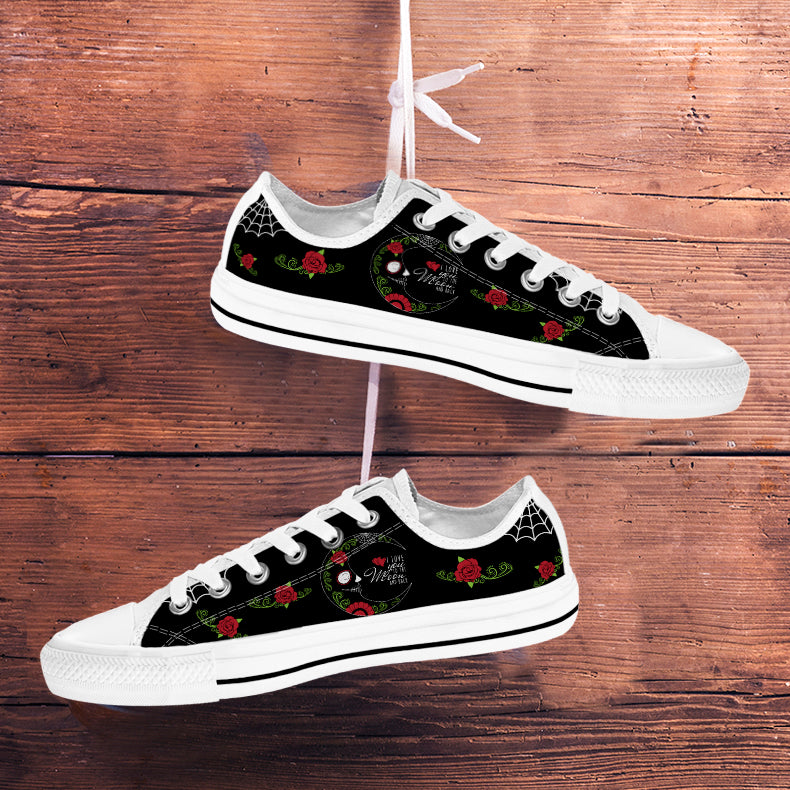Love You To The Moon Sugar Skull Low Top Shoes White