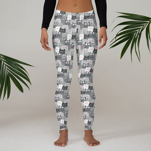 Cats Gray and White Leggings