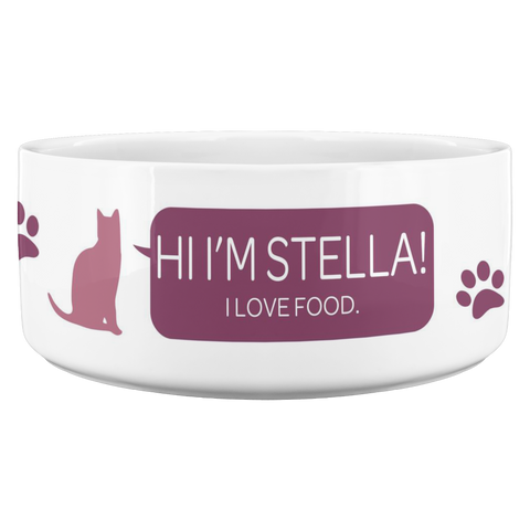 Image of Hi I'm Stella Cat Food Bowl
