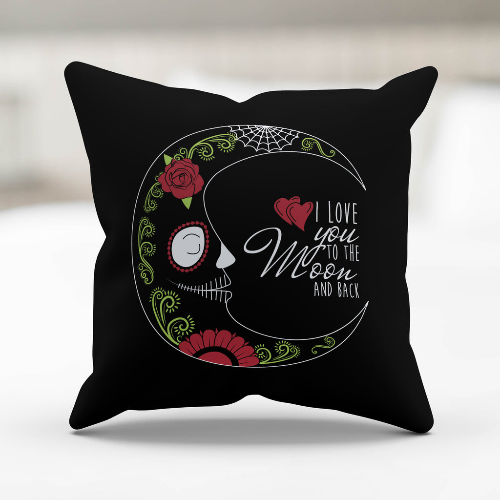 Love You To The Moon Sugar Skull Pillow Cover