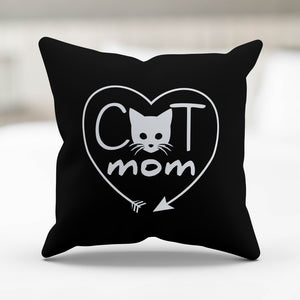 Cat Mom Heart Arrow Pillow Cover