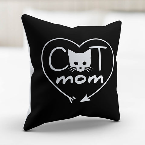 Cat Mom Heart Arrow Pillow Cover