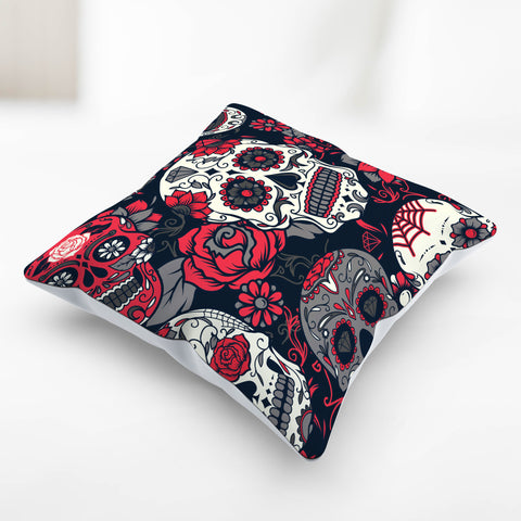 Image of Sugar Skull Red Rose Pillow Cover