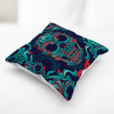 Image of Ornamental Sugar Skull Pillow Cover