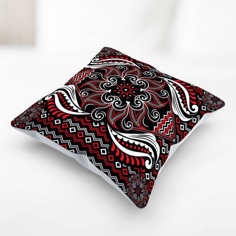 Image of Mandala Pillow Cover Black and Red