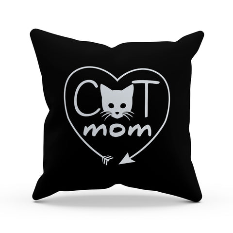 Image of Cat Mom Heart Arrow Pillow Cover