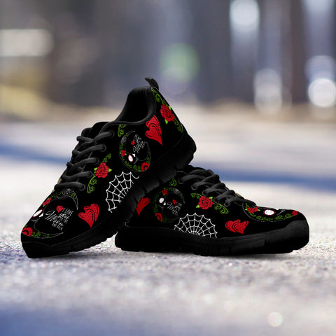Love You To The Moon Sugar Skull Running Shoes Black