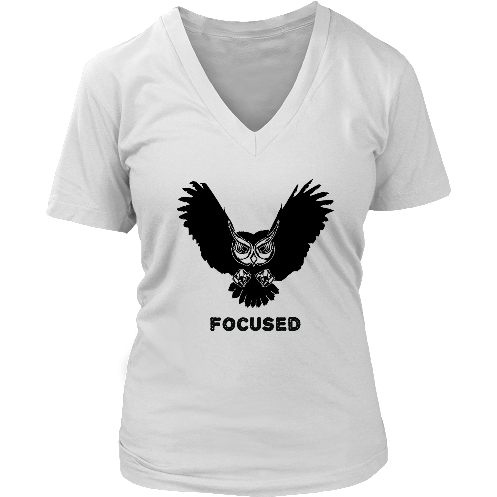 Focused Owl Women's V-Neck T-Shirt