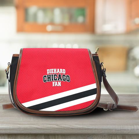 Image of Diehard Chicago Fan Sports Leather Trim Saddle Bag