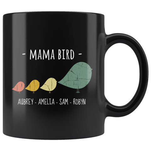 Image of Mama Bird Black Mug Robyn