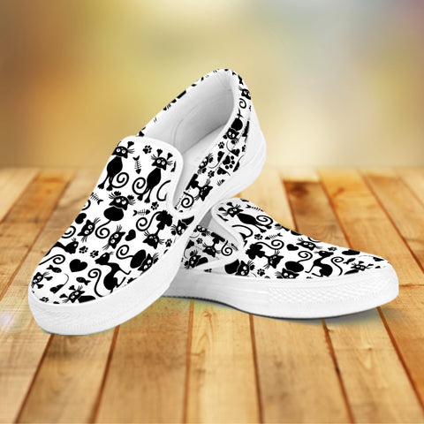 Image of Cats Slip On Shoes White