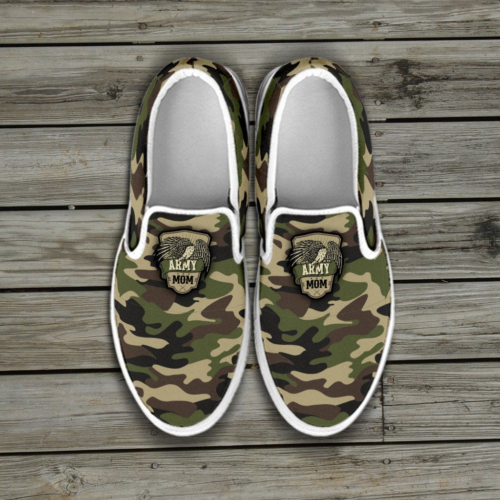Army Mom Camouflage Slip On Shoes