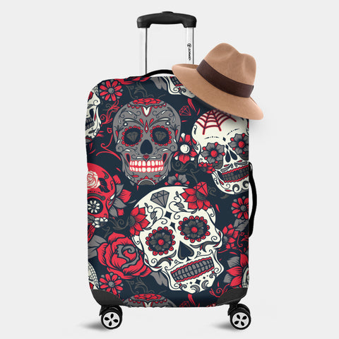 Image of Sugar Skull Red Rose Luggage Cover