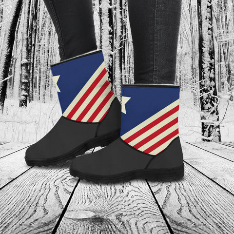Image of USA Flag Faux Fur Boots
