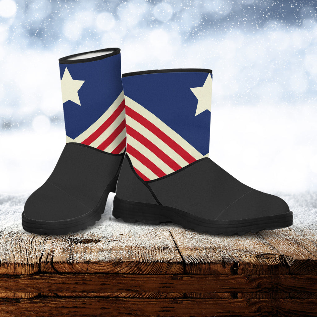 USA Flag Faux Fur Boots