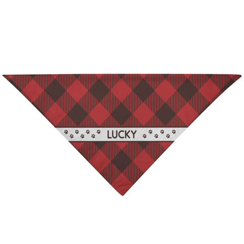 Image of Personalized Dog Bandana Red Flannel Name