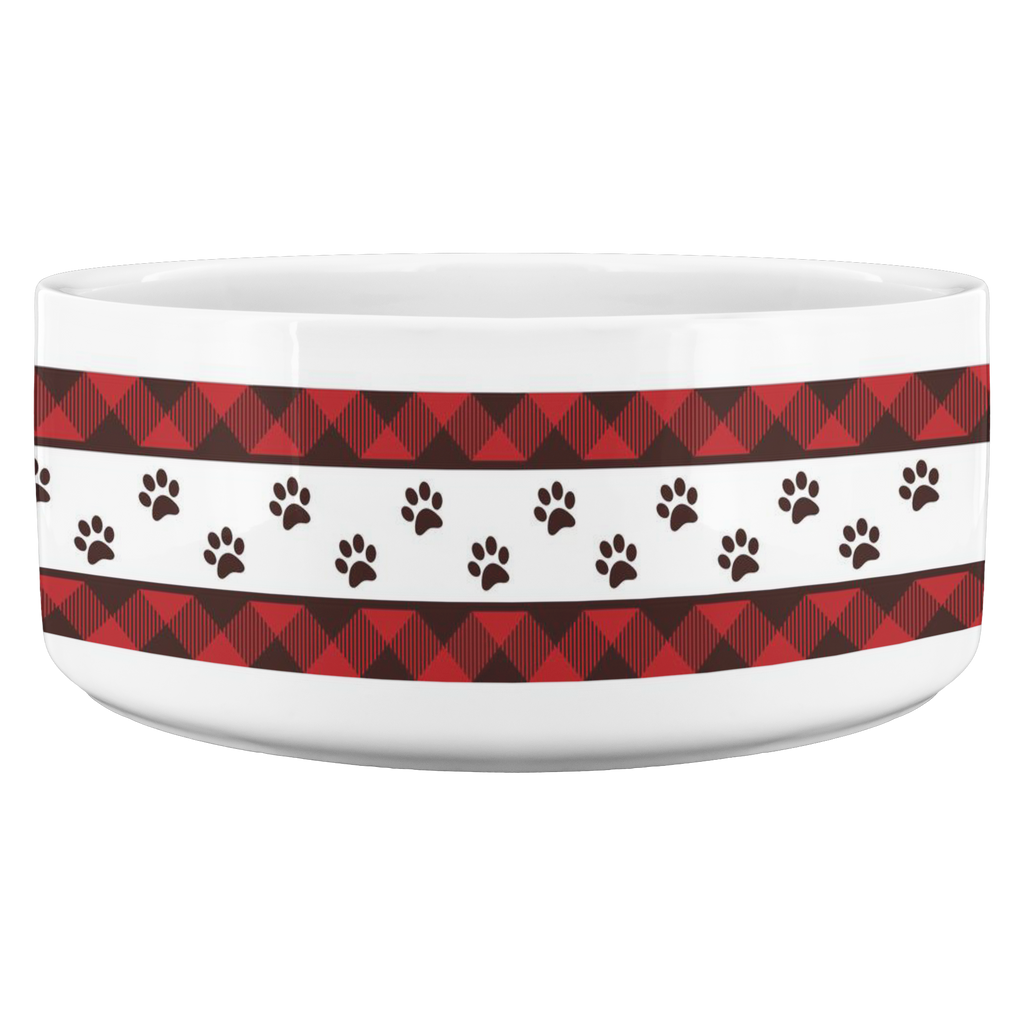 Personalized Ceramic Dog Bowl Red Flannel Name