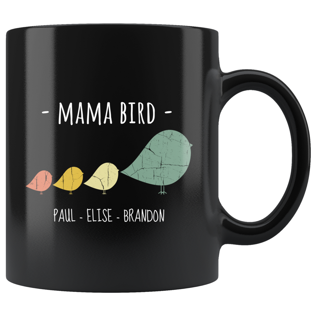 Mama Bird Black Mug Paul Elise Brandon