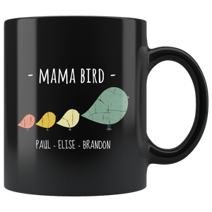 Mama Bird Black Mug Paul Elise Brandon